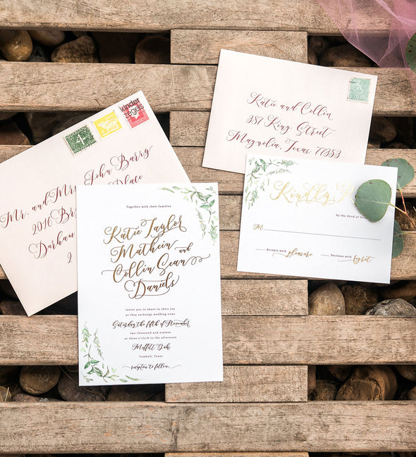 Aurora Leaf Wedding Invitation