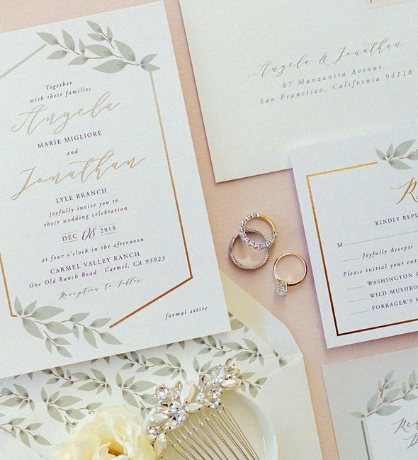 Geometric Leaves Wedding Invitation