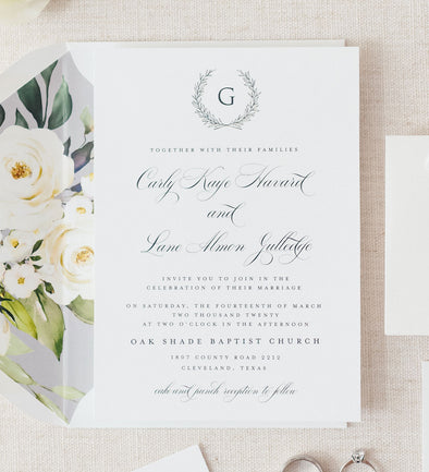 Simple Wreath Wedding Invitation