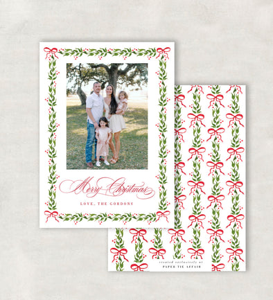 Cherry Red Bows Holiday Card
