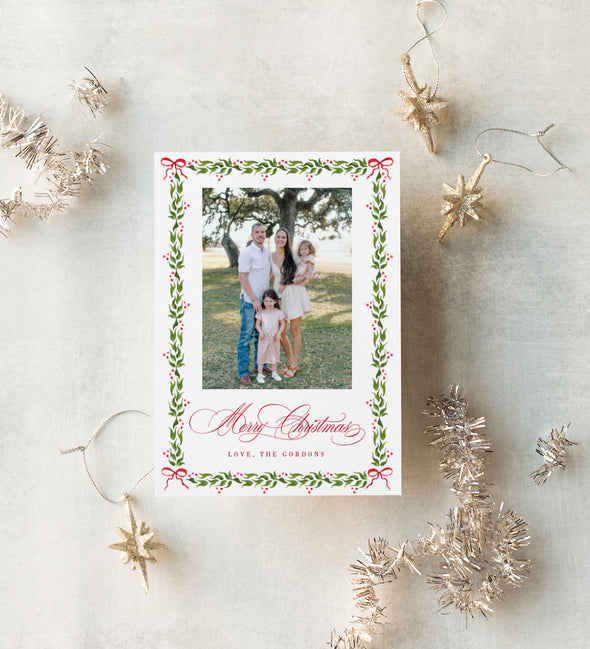 Cherry Red Bows Holiday Card