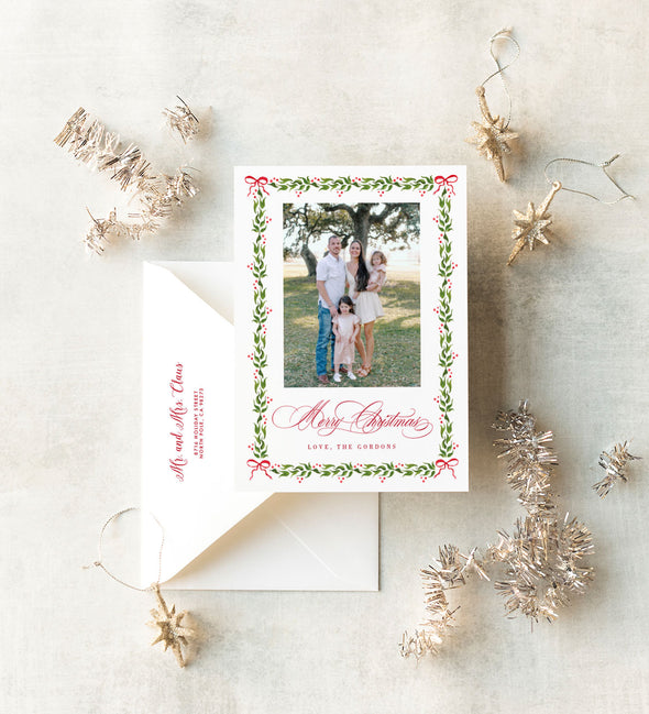 Cherry Red Bows Holiday Card