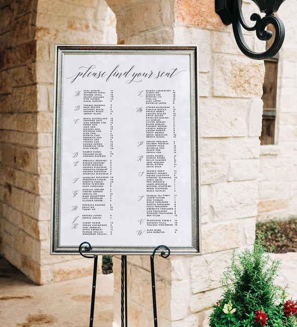 Classic Calligraphy Seating Chart