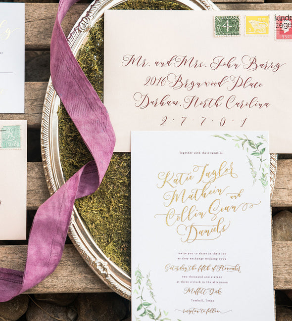 Aurora Leaf Wedding Invitation