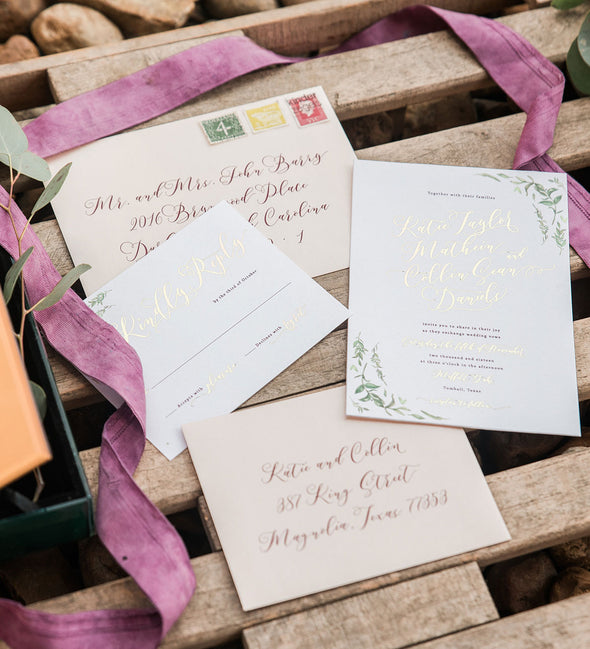 Aurora Leaf Wedding Invitation