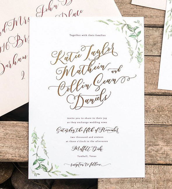 Aurora Leaf Wedding Invitation