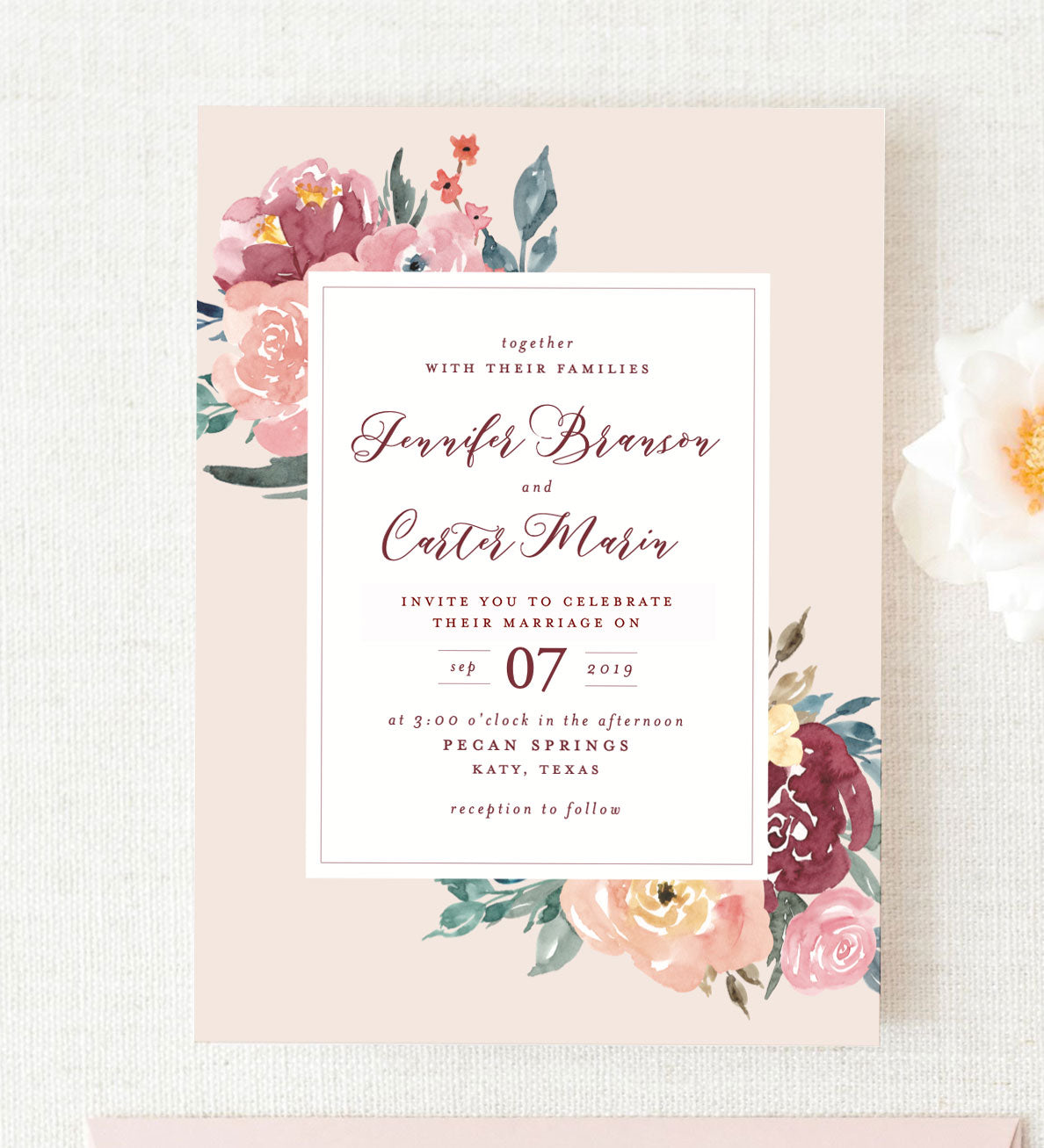 Floral Line Illustrated Save the Date Cards — Custom Wedding and Event  Stationery by EAlexDesigns