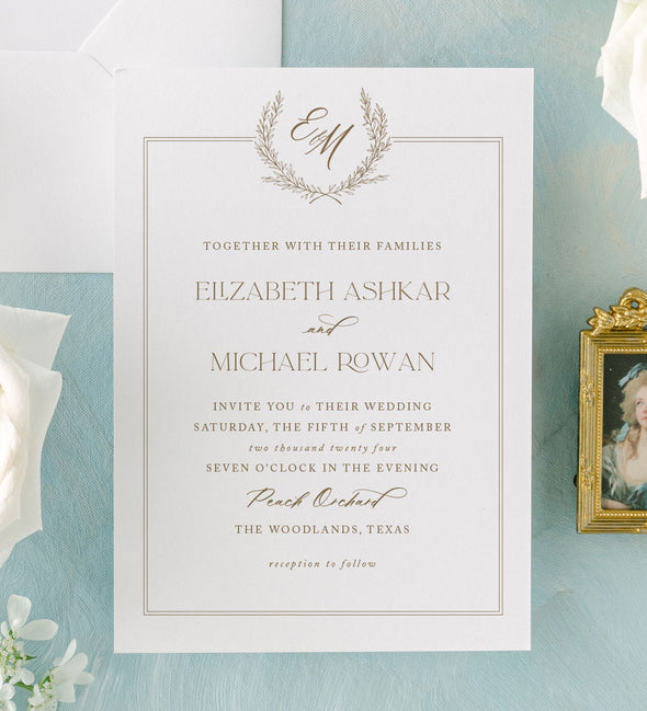 Boxed Wreath Wedding Invitation