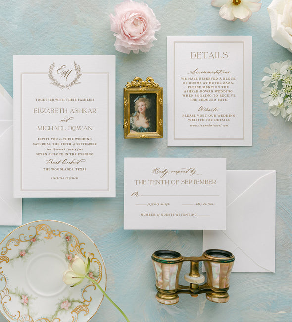 Boxed Wreath Wedding Invitation