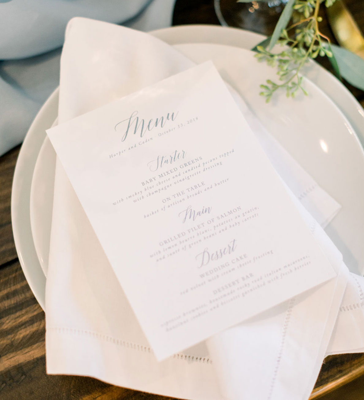 Caligraphy Menu Wedding Menu Cards | Wedding Day Stationery