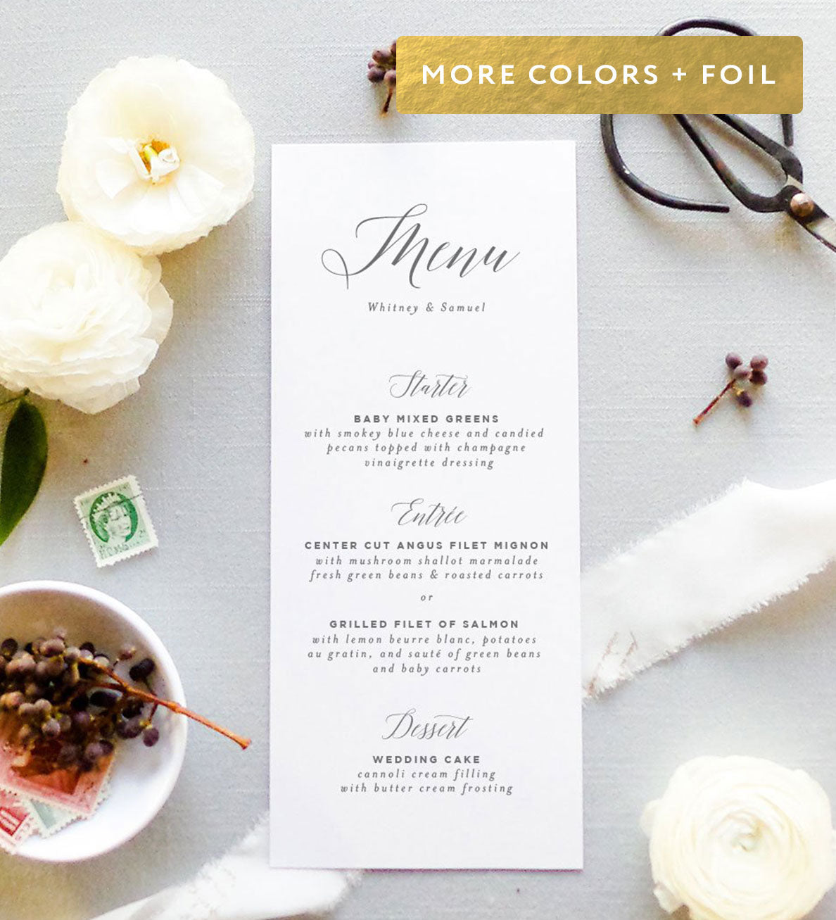 Calligraphy Menu. Example Wedding Menu Cards | Wedding Day Stationery