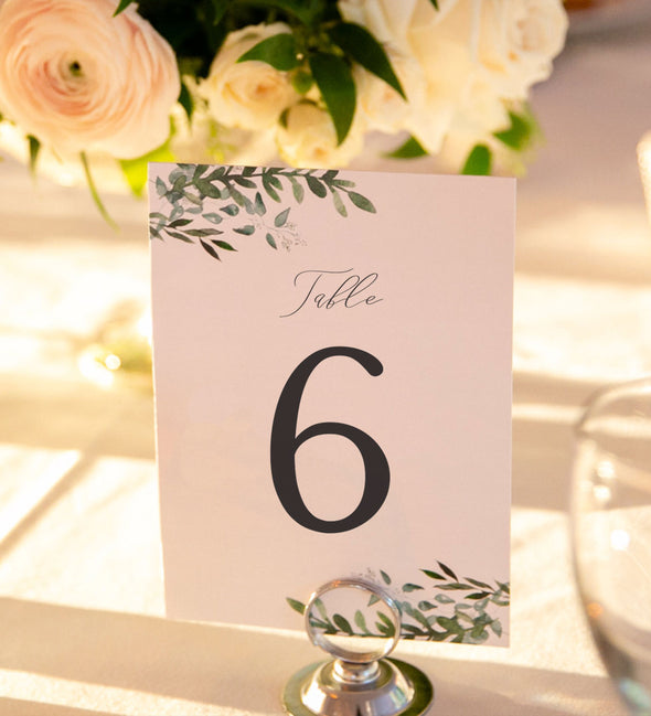 Simple Greenery Table Number
