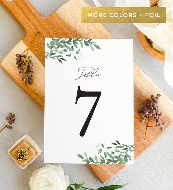 Simple Greenery Table Number