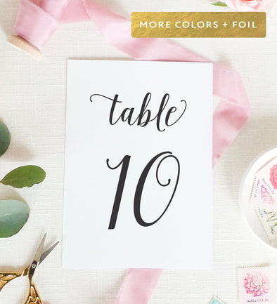 Dancing Script Table Number