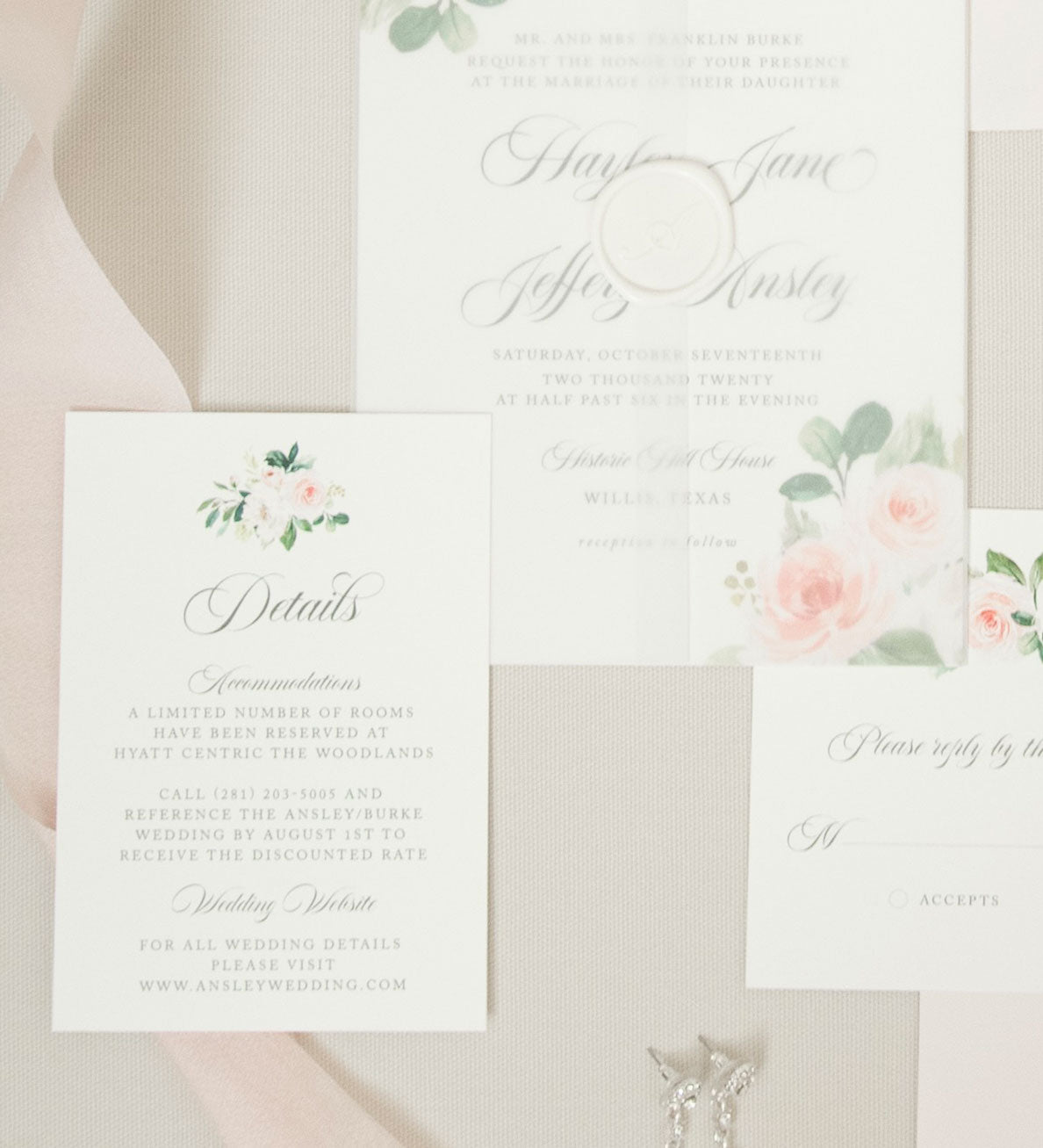 Blush handmade recycled paper for Wedding invitations and