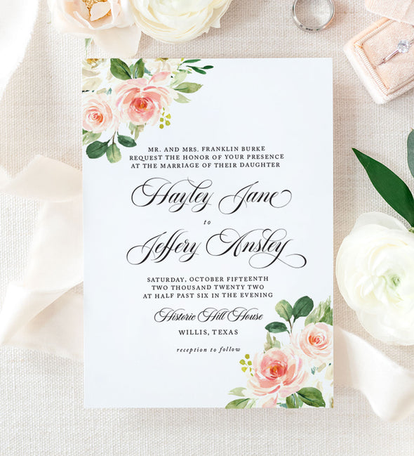 Delicate Blush Wedding Invitation