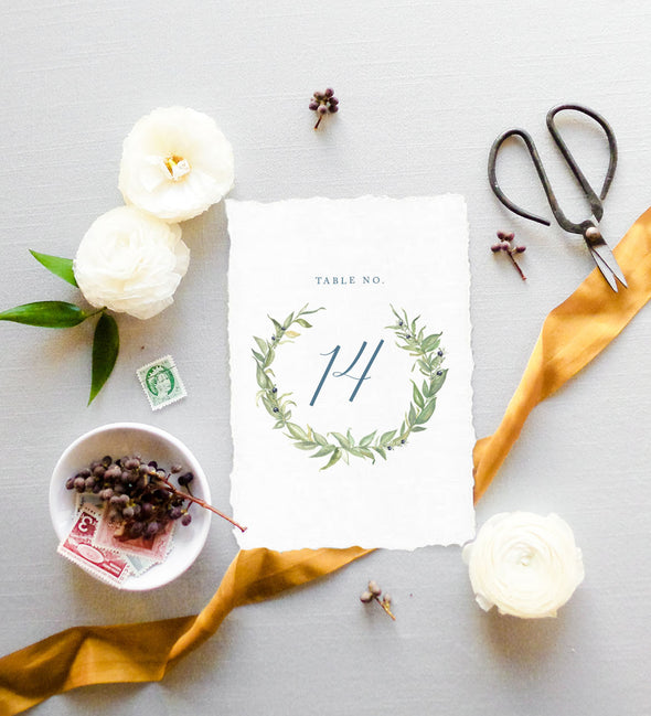 Olive Wreath Table Number