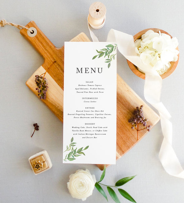 Simple Greenery Menu