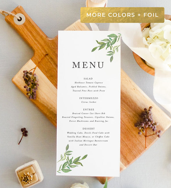 Simple Greenery Menu