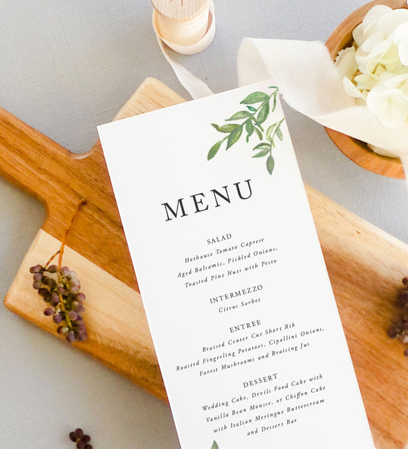 Simple Greenery Menu