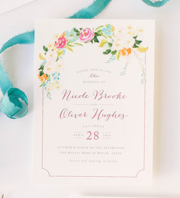 Swept Florals Wedding Invitation