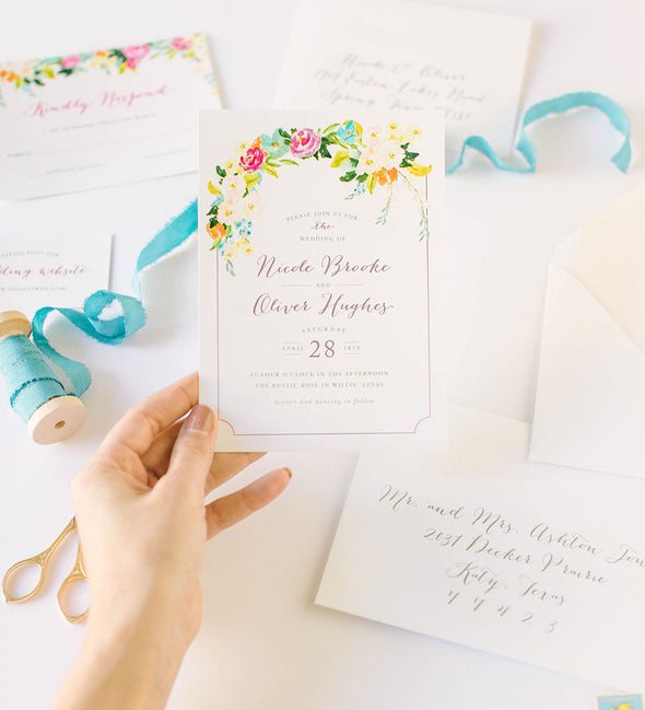 Swept Florals Wedding Invitation