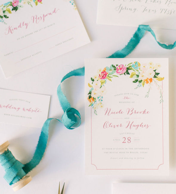 Swept Florals Wedding Invitation
