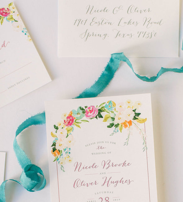 Swept Florals Wedding Invitation