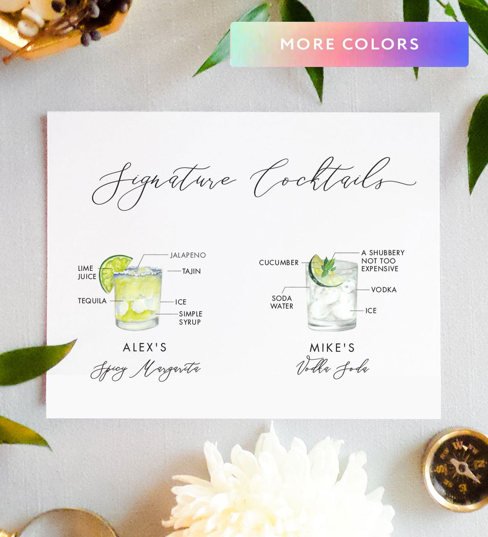Cocktail & Bar Signs | Signature Drinks | Day of Stationery