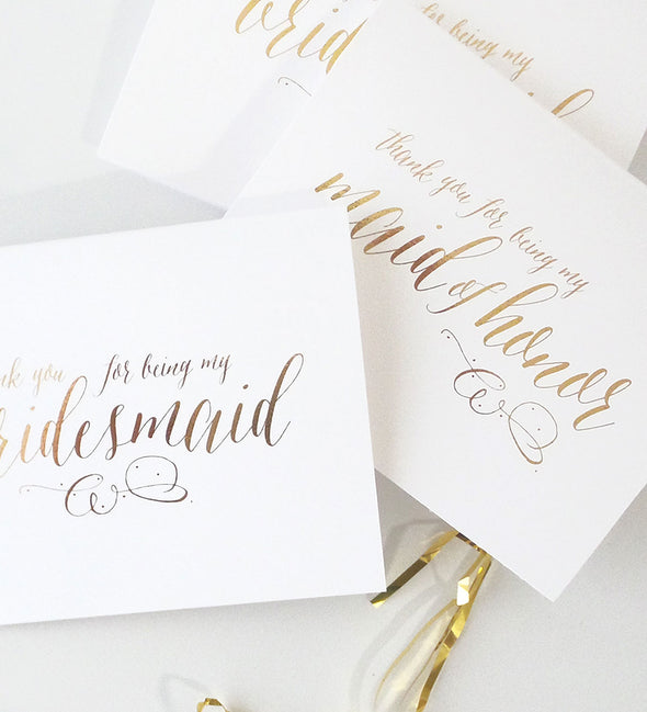 bridesmaid thank you card