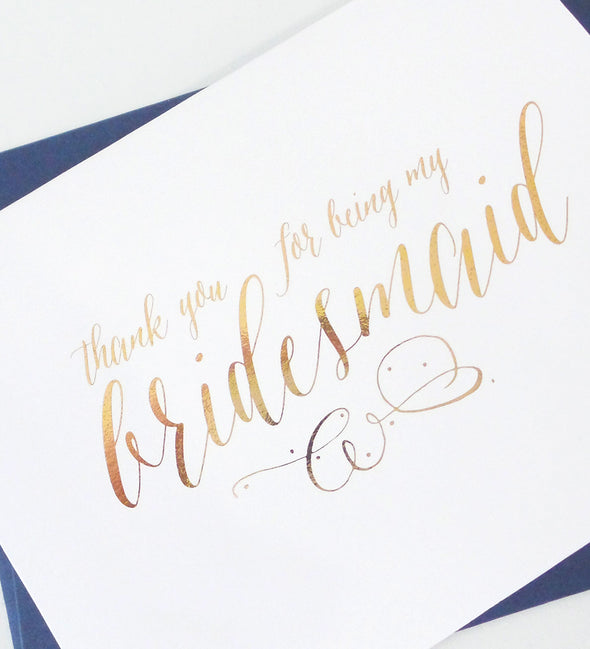 bridesmaid thank you card